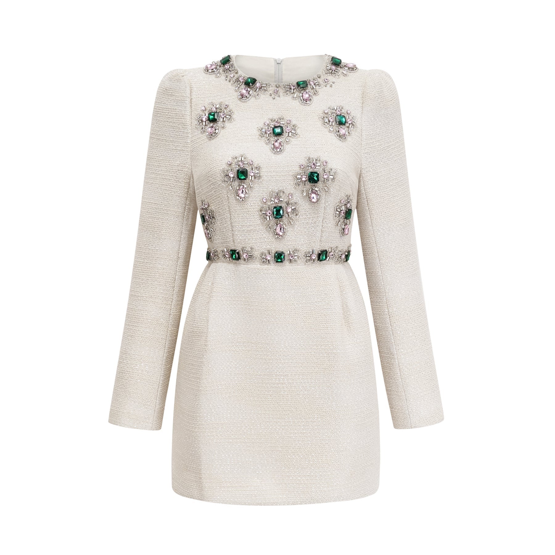 Pauline white tweed beadembellished mini dress