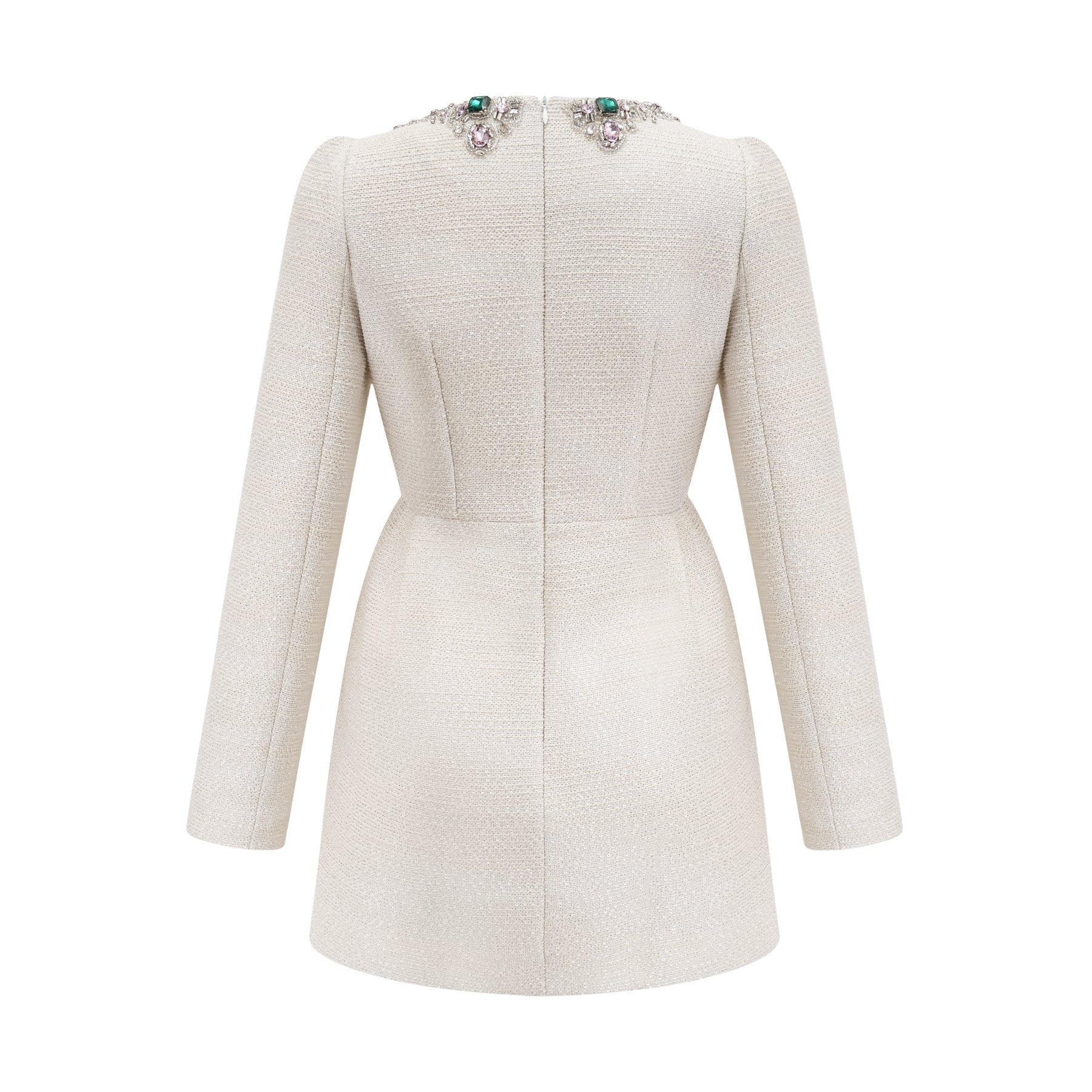 Pauline white tweed beadembellished mini dress
