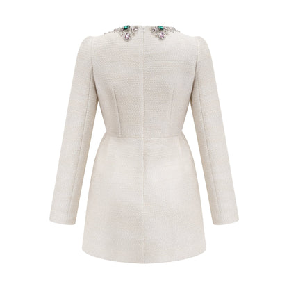 Pauline white tweed beadembellished mini dress