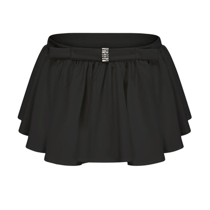 Pellegrina Black Blouse Skirt Crystal Bow Set