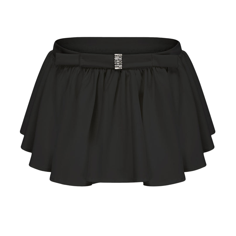 Pellegrina Black Blouse Skirt Crystal Bow Set