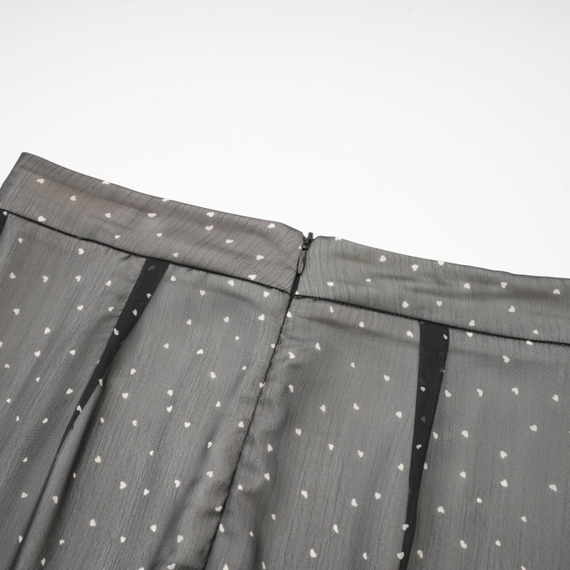 Penelope Black Tie-Waist Color-Blocked Polka Dot Tulle Midi Skirt