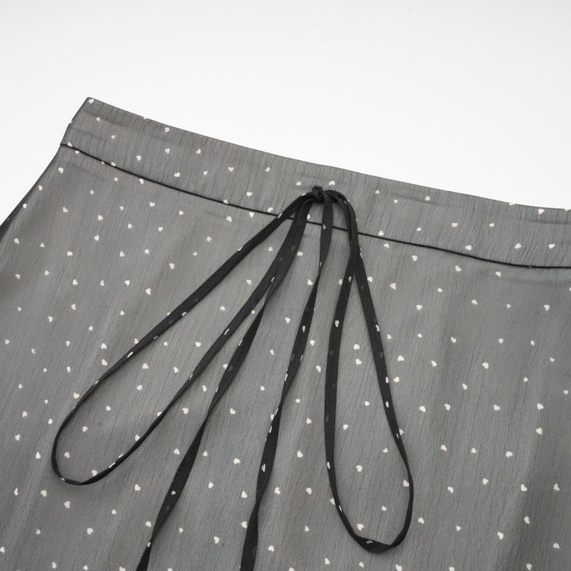 Penelope Black Tie-Waist Polka Dot Tulle Midi Skirt