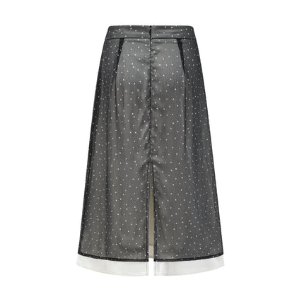 Penelope Black Tie-Waist Tulle Polka Dot Midi Skirt