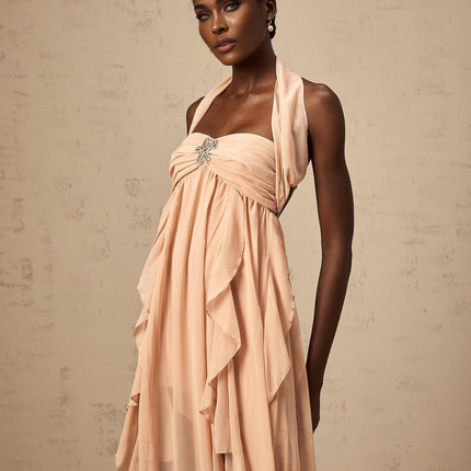 Penelope Pink Diamond Embellished Maxi Dress