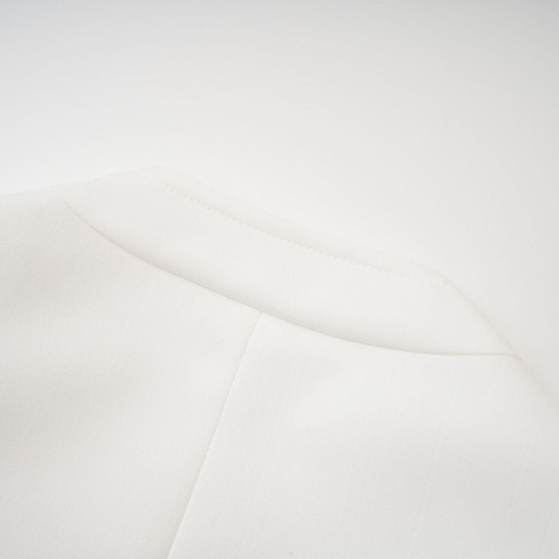 Penelope White Corset Top Square Neck Long Sleeves Boned Bodice Front Hook Curved Hem Cropped Length Cotton Spandex Blend