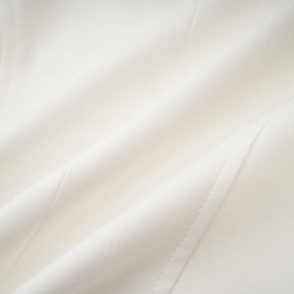 Penelope White Corset Top Square Neck Long Sleeves Boned Bodice Front Hook Curved Hem Cropped Length Cotton Spandex Blend
