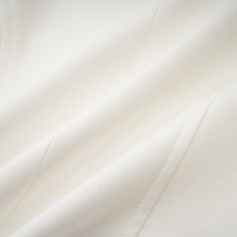 Penelope White Corset Top Square Neck Long Sleeves Boned Bodice Front Hook Curved Hem Cropped Length Cotton Spandex Blend