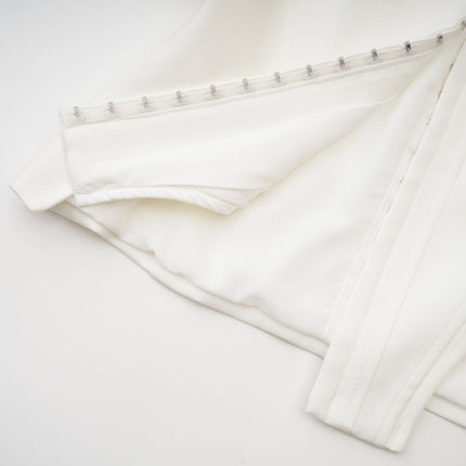 Penelope White Corset Top Long Sleeve Square Neck Boned Bodice Cropped Length Curved Hem Cotton Spandex Blend