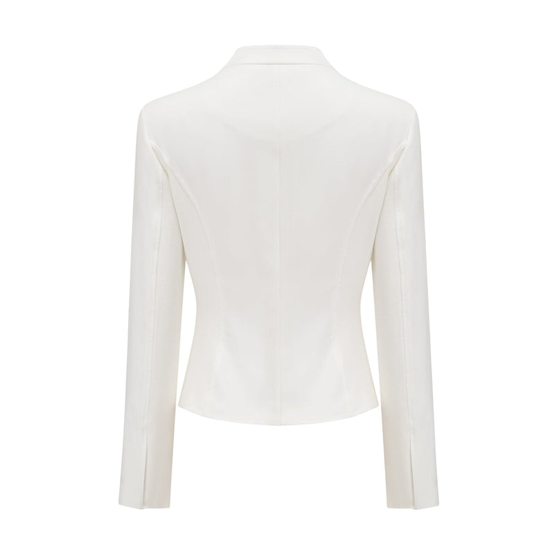 Penelope White Corset Top Long Sleeve Square Neck Boned Bodice Curved Hem Cropped Length