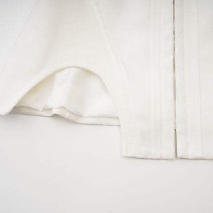 Penelope White Corset Top Long Sleeve Square Neck Boned Bodice Curved Hem Cropped Length