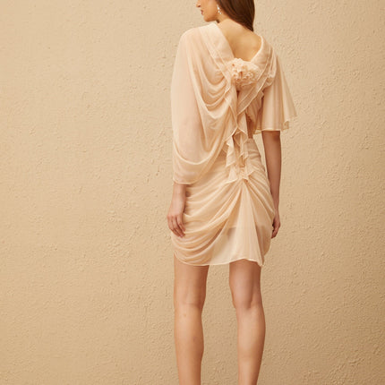 Penombre Neutral Ruched Tulle Top Skirt Set in Neutrals
