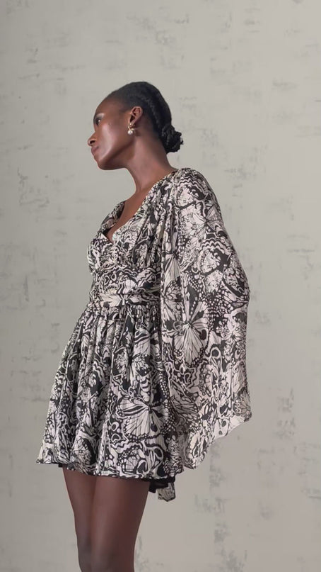 Perrine patternprint Vneck mini dress