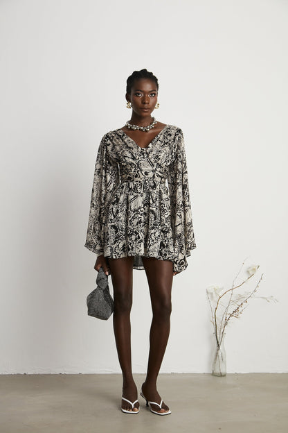 Perrine patternprint Vneck mini dress