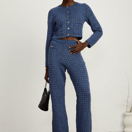 Peyton Sapphire Blue Sequin Embellished Jacket Trousers Set
