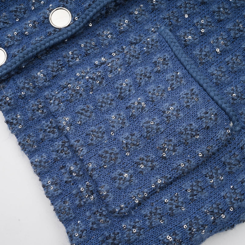 Peyton Sapphire Blue Sequin Embellished Jacket Trousers Set