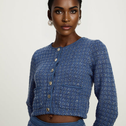 Peyton Sapphire Blue Sequin Embellished Jacket Trousers Set