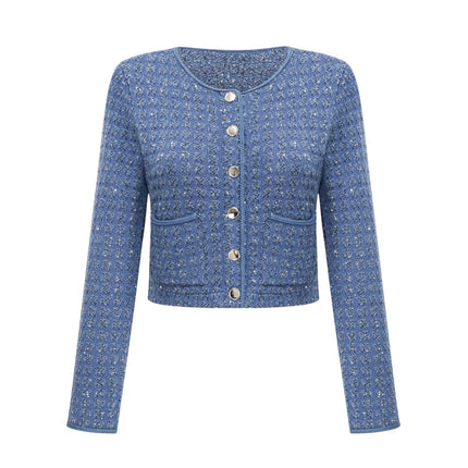 Peyton Sapphire Blue Sequin Embellished Jacket and Trousers Set