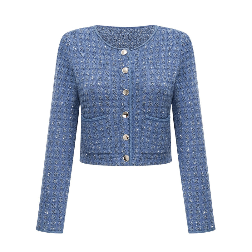 Peyton Sapphire Blue Sequin Embellished Jacket and Trousers Set