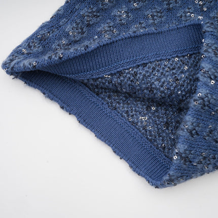 Peyton Sapphire Blue Tweed Sequin Embellished Jacket Trousers Set