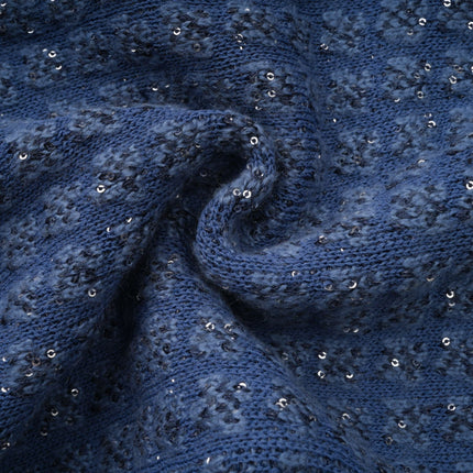 Peyton Sapphire Blue Tweed Sequin Embellished Jacket and Trousers Set