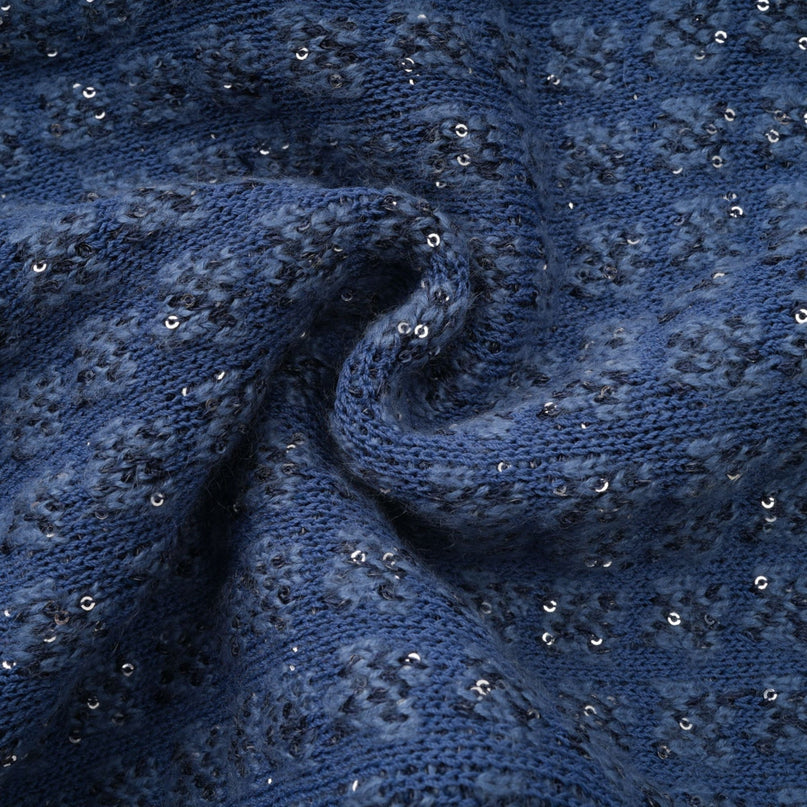 Peyton Sapphire Blue Tweed Sequin Embellished Jacket and Trousers Set