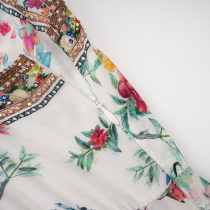 Philippine Floral Silk Midi Dress White & Multicolor