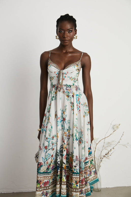Philippine floralprint embellished midi dress