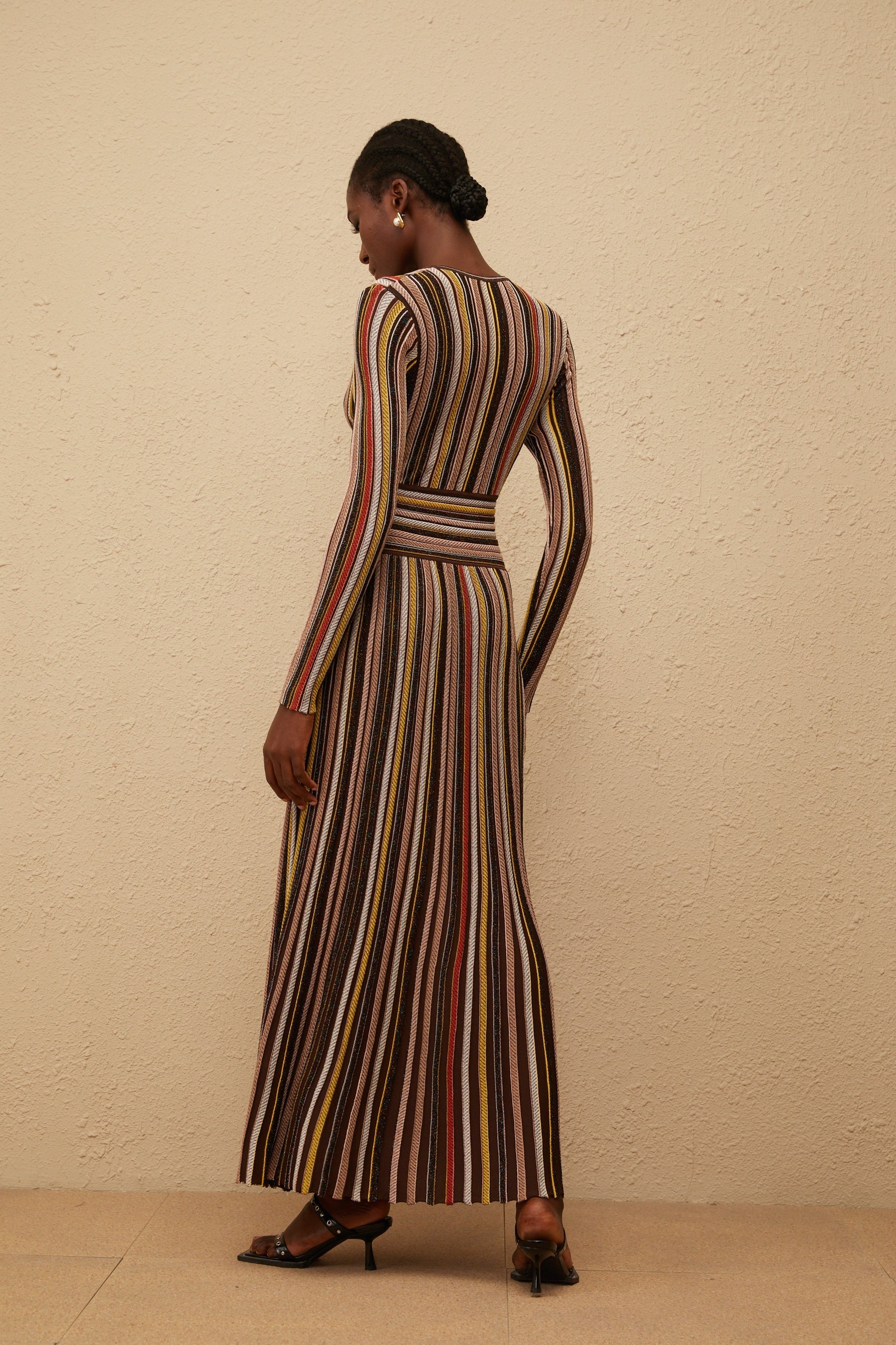 Phoebe Brown Vertical Stripe Knit Midi Dress