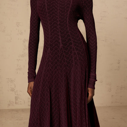 Phoebe Dark Red Maxi Dress with Long Sleeves