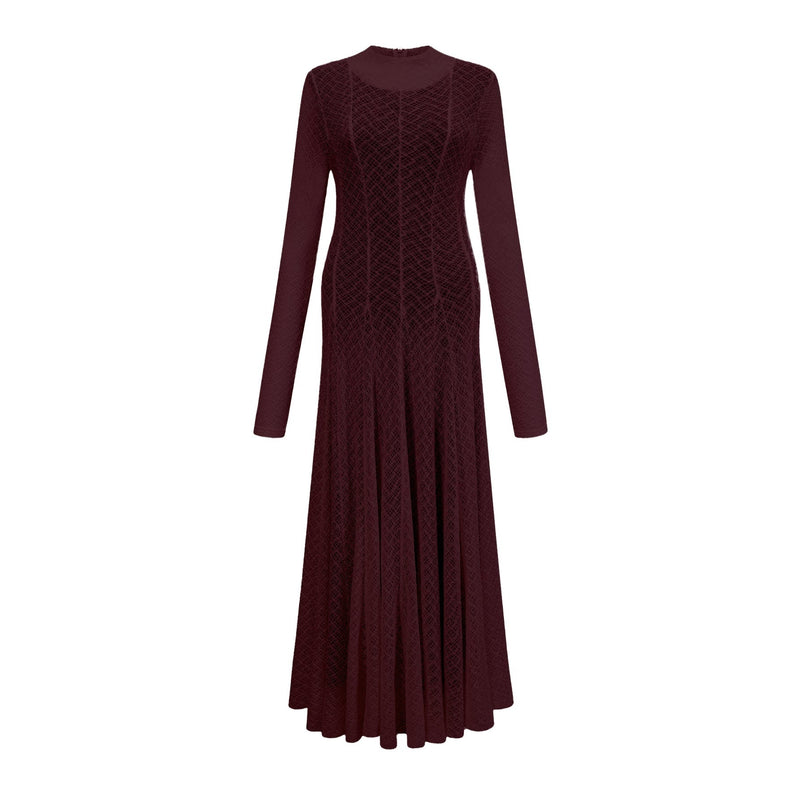 Phoebe Dark Red Maxi Dress with Long Sleeves