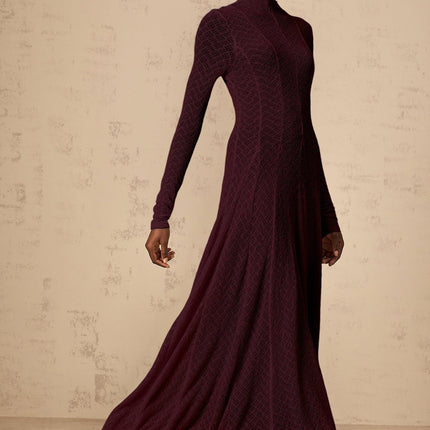 Phoebe Dark Red Maxi Dress with Long Sleeves