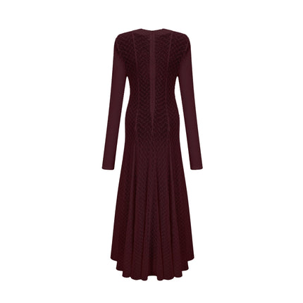 Phoebe Dark Red Maxi Dress with Long Sleeves