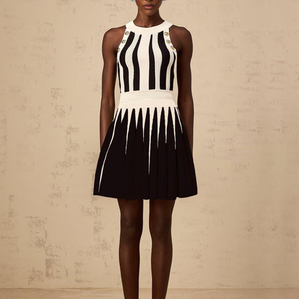 Pierina White Vertical Stripe Top Skirt Set