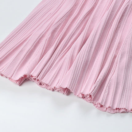 Pink A-line Polo Dress with Button Detail and Front Pockets