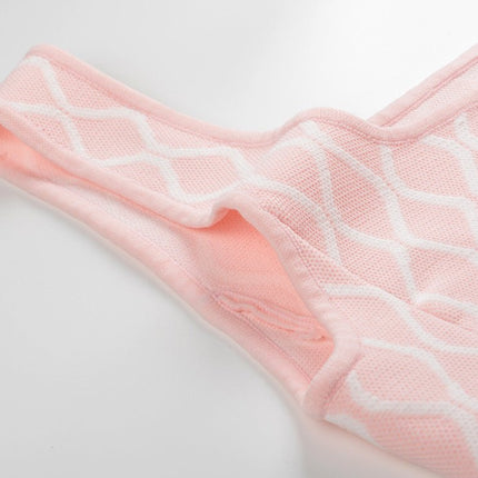 Pink Abstract Wavy Pattern A-Line Dress with White Accents