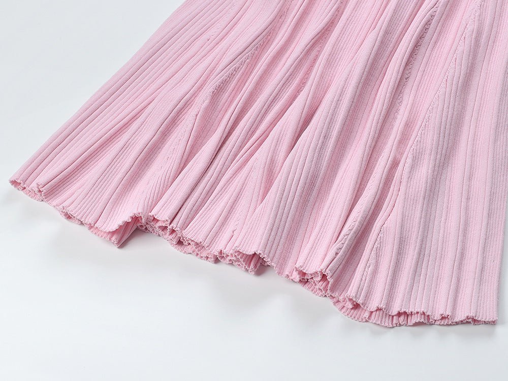 Pink A-line Polo Dress with Button Detail and Front Pockets