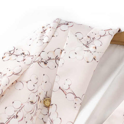 Pink Floral Pattern Double-Breasted Blazer