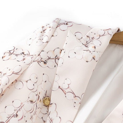 Pink Floral Pattern Double-Breasted Blazer