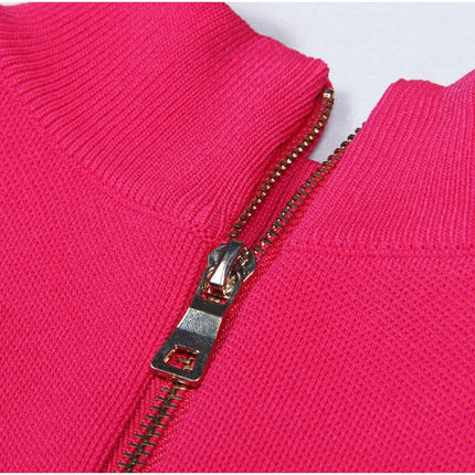 Fitted pink geometric cutout dress with metallic accents