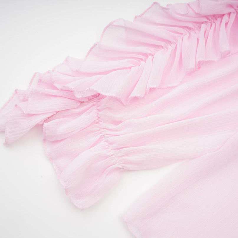 Pink strapless semi sheer top called Darcy