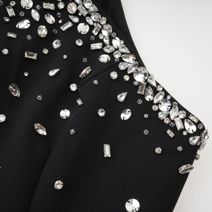 Piper Black Crystal-studded Mini Dress