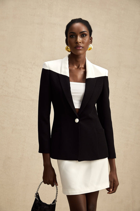 Piper Black Jacket Skirt Contrast Matching Set