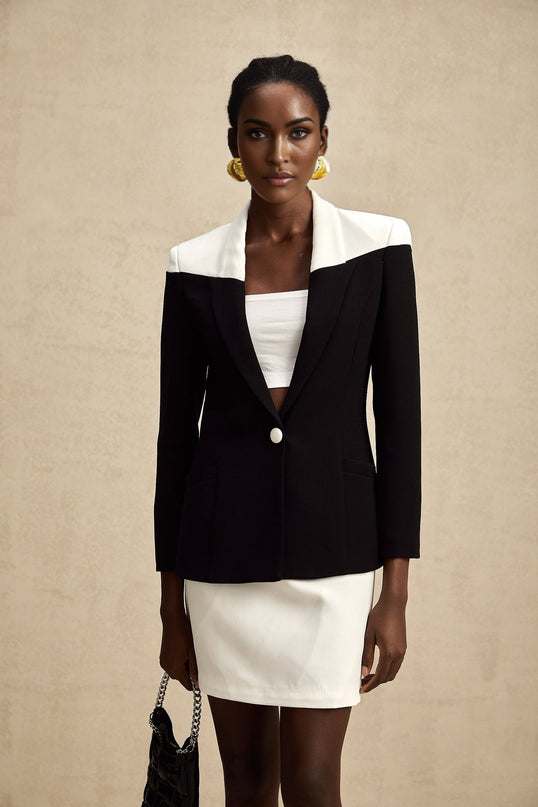 Piper Black Jacket Skirt Contrast Matching Set