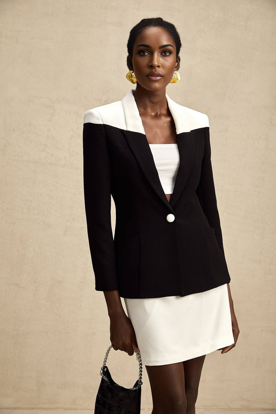 Piper Black Jacket Skirt Contrast Matching Set