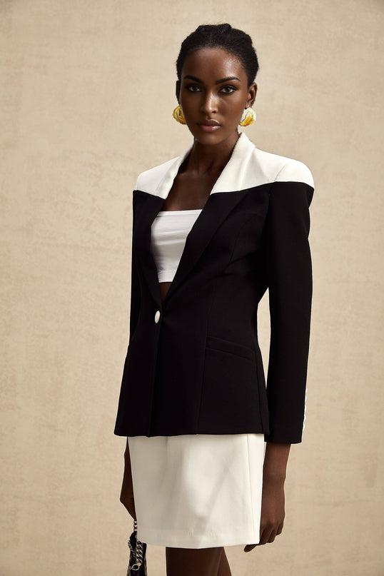 Piper Black Jacket Skirt Contrast Matching Set