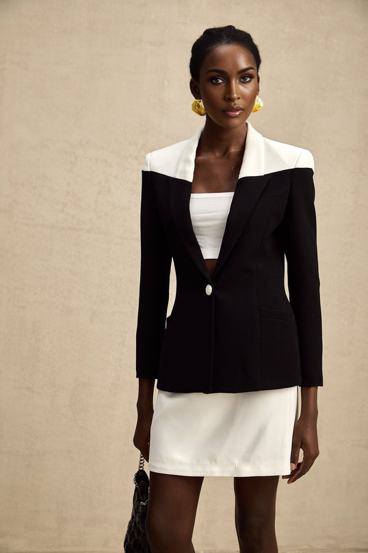 Piper Black Jacket Skirt Contrast Matching Set