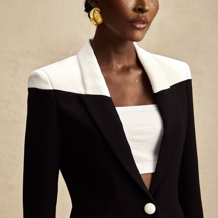 Piper Black Jacket and Skirt Contrast Matching Set