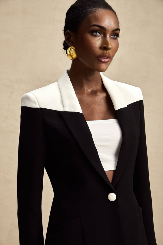 Piper Black Jacket and Skirt Contrast Matching Set