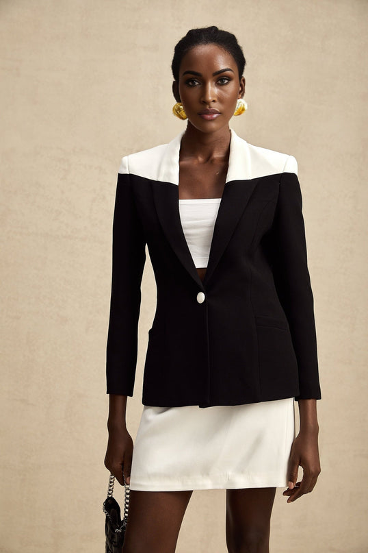 Piper Black Jacket Skirt Contrast Matching Set